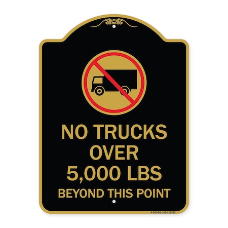Signmission No Trucks Over Editable Weight Beyond This Point W/ Graphic Heavy-Gauge Alum, 18" H, BG-1824-23555 A-DES-BG-1824-23555